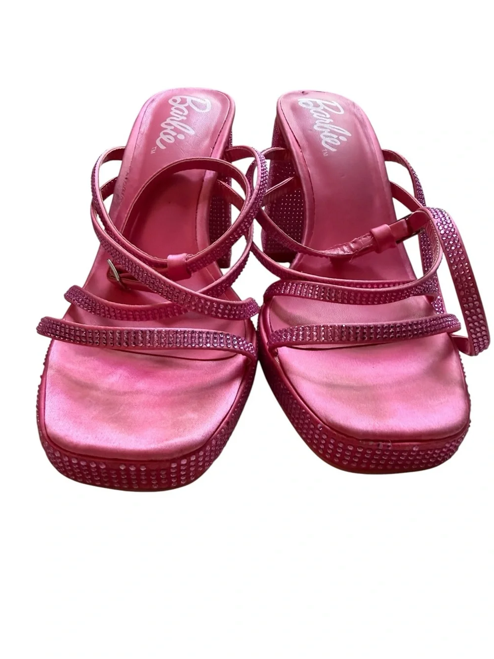 Barbie Pink Rhinestone Block Heel Sandals size 9